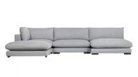 Djup modulsoffa i linne med divan, soffa